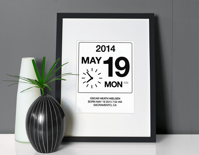 Custom Birthdate Wall Art - Black and White - Olli+Lime